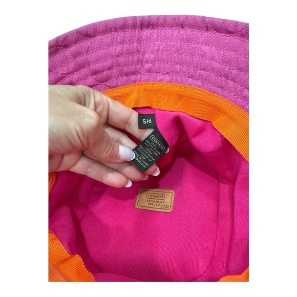 Coach Authentic Pink Logo Bucket Hat Size S - Picture 13 of 13
